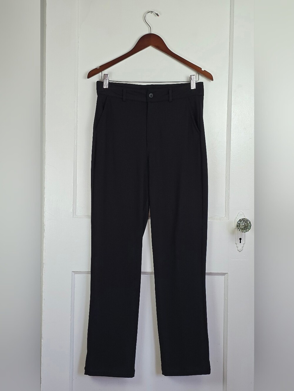 Bamans Black Knit Stretch High Rise Trousers Like New M 8